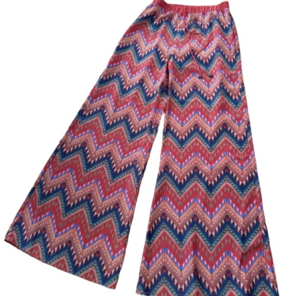 Arden B Red and Blue Wide Leg Pants